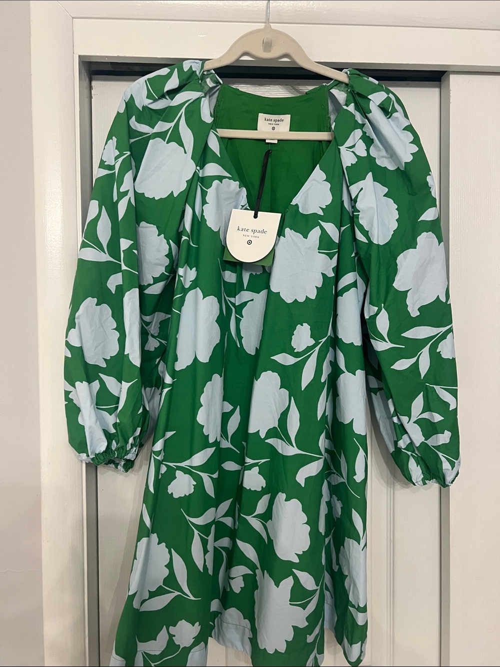 kate spade Green and White Floral Long Sleeve Dress